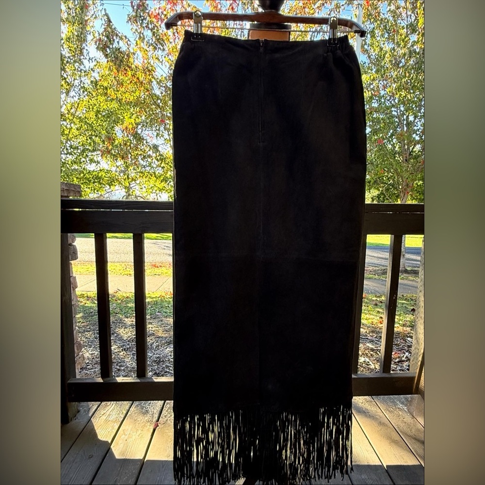 Vintage Scully Suede Fringe Maxi Skirt With Concho Detail - Picture 3 of 7